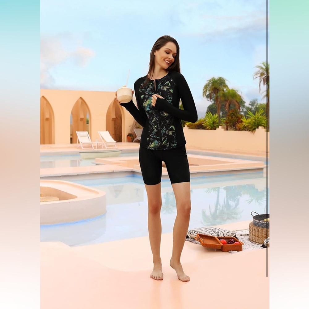 NWT GRACE KARIN Women's 3 Piece Jacket/ Shorts/Sports Bra/ Rash Guard UPF50+, S - Picture 3 of 13